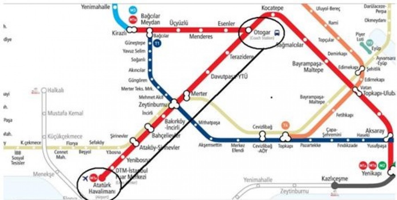 Схема метро стамбула из аэропорта