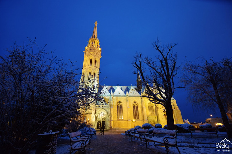Night view of St Matthias Church - Budapest places to visit and things to do 