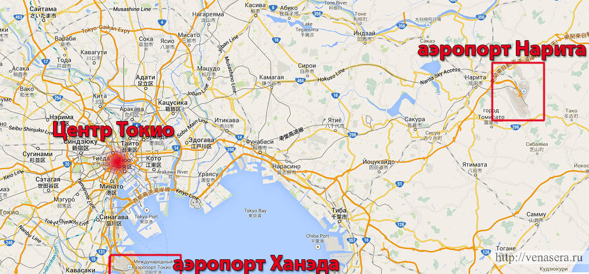 Аэропорт Нарита - Аэропорт Токио - Аэропорт Ханэда карта