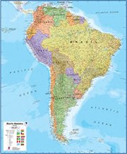 Colombia On a Large Wall Map of South America