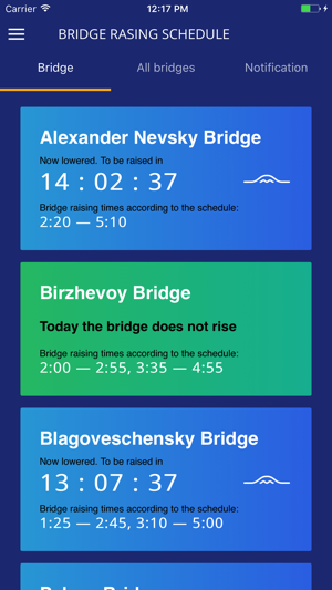 Mobile app on Stretching Bridges Times of Saint Petersburg