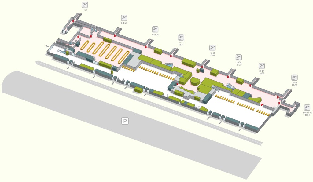 Схема терминала Южного аэропорта Тенерифе
