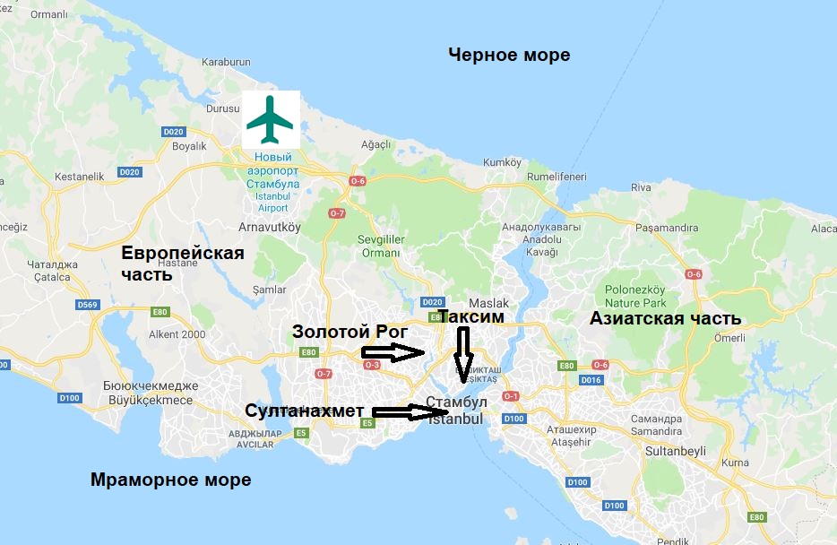 аэропорт Стамбула на карте