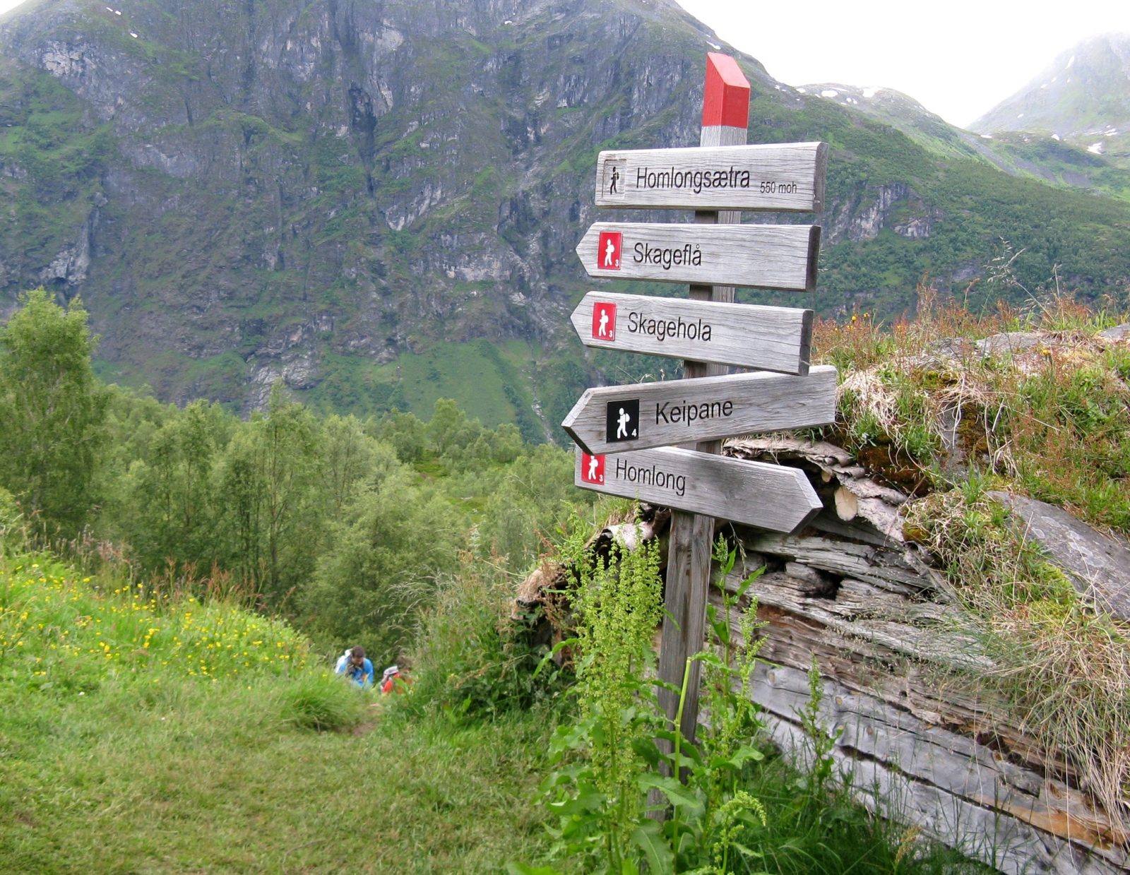 Указатели пешеходных маршрутов у Fjorden Camping Указатели пешеходных маршрутов