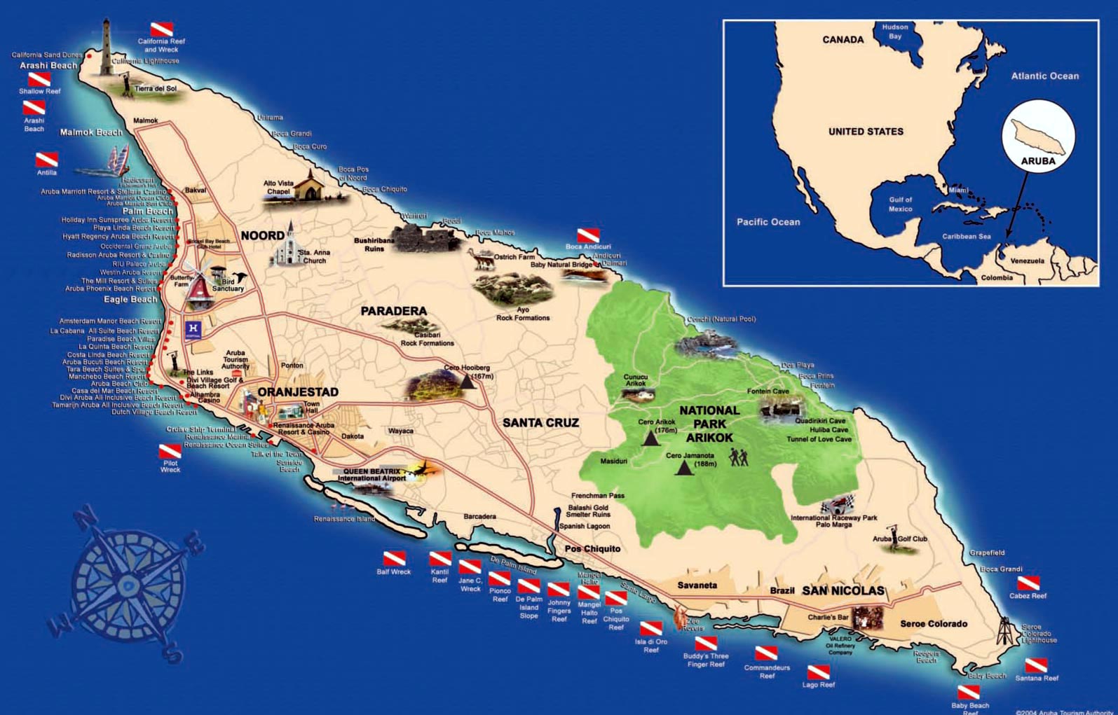 Карта острова Аруба