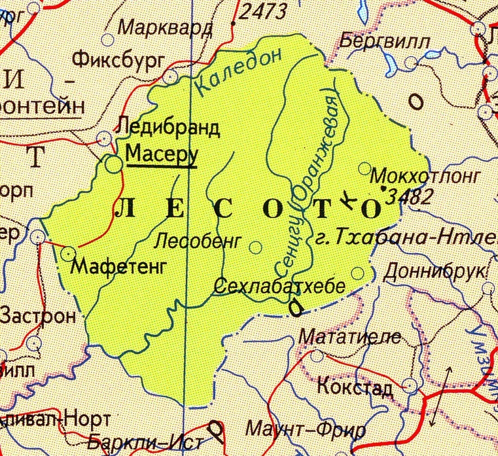 Лесото на карте