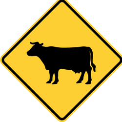 Traffic sign of United States: Warning for cattle on the road