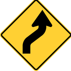 Traffic sign of United States: Warning for a double curve, first right then left