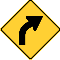 Traffic sign of United States: Warning for a curve to the right