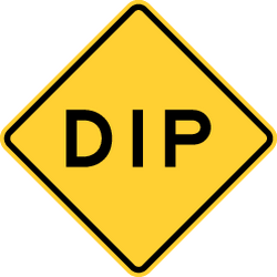 Traffic sign of United States: Warning for a dip in the road