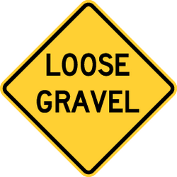 Traffic sign of United States: Warning for loose chippings on the road surface