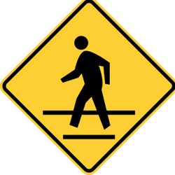 Traffic sign of United States: Warning for a crossing for pedestrians