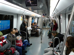 Inside a Barcelona metro train