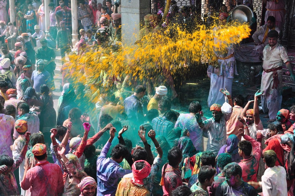 Holi Festival at Nandgaon temple complex, Uttar Pradesh, India