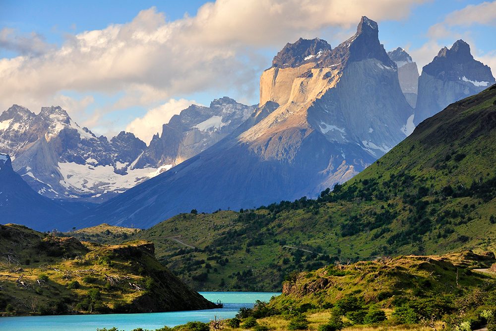 Torres del Paine National Park, Patagonia landscape with mountains and lake